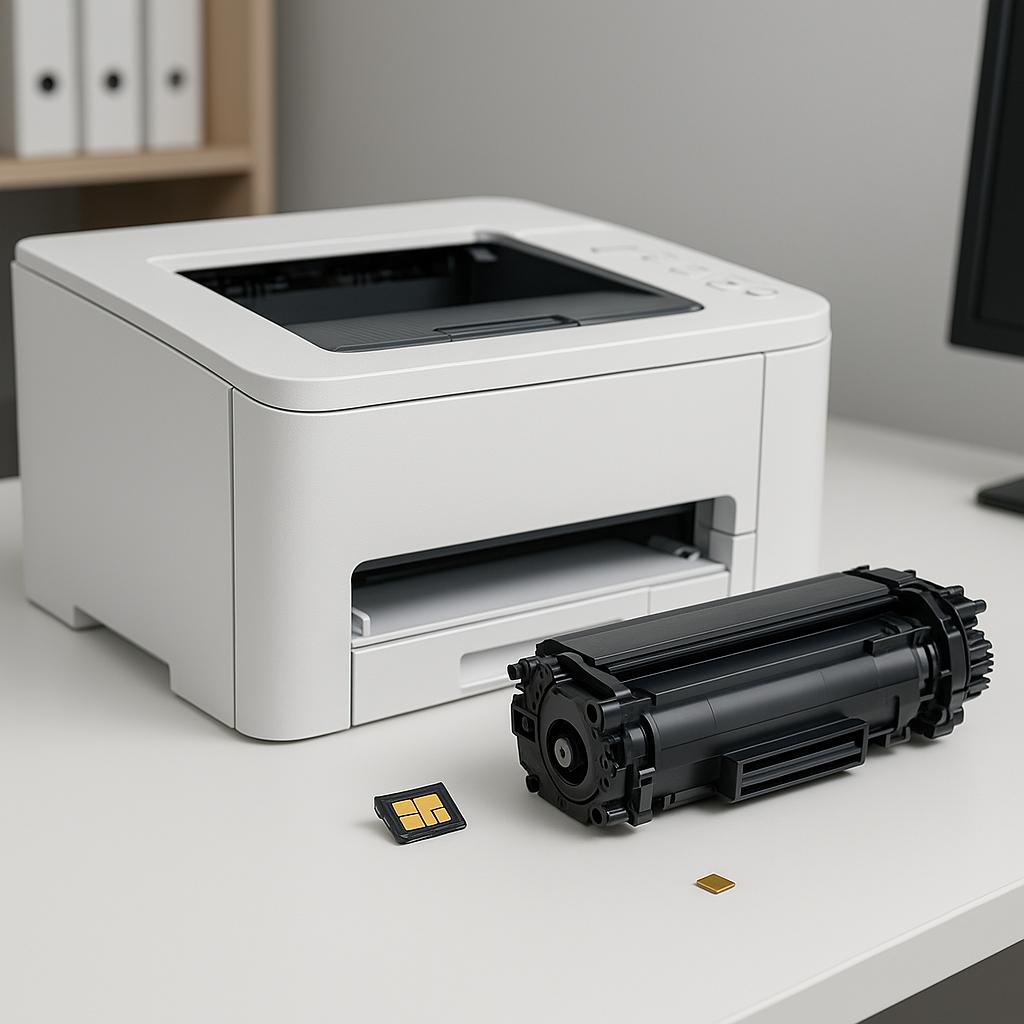 czy drukarka może działać bez chipa tonera?