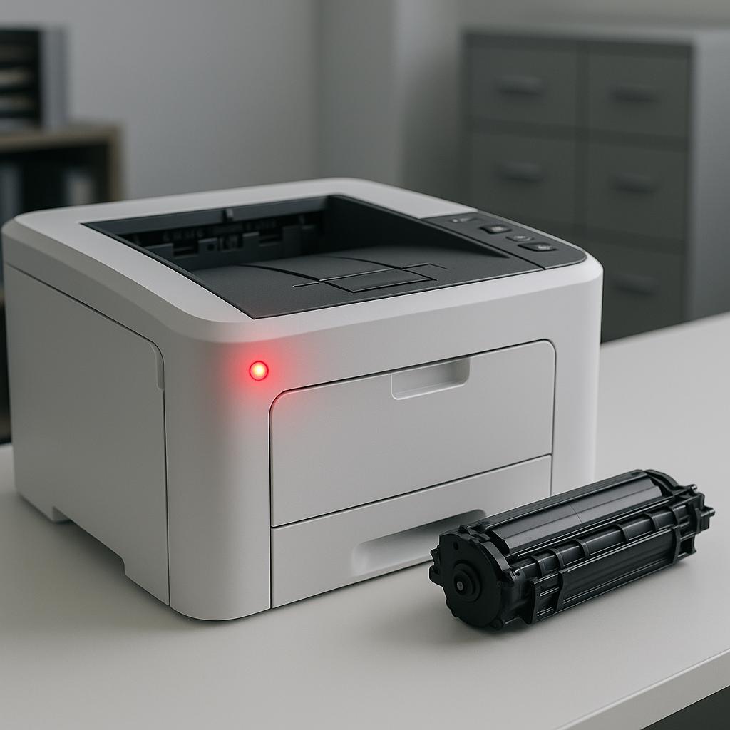 dlaczego moja drukarka ricoh świeci się na czerwono?