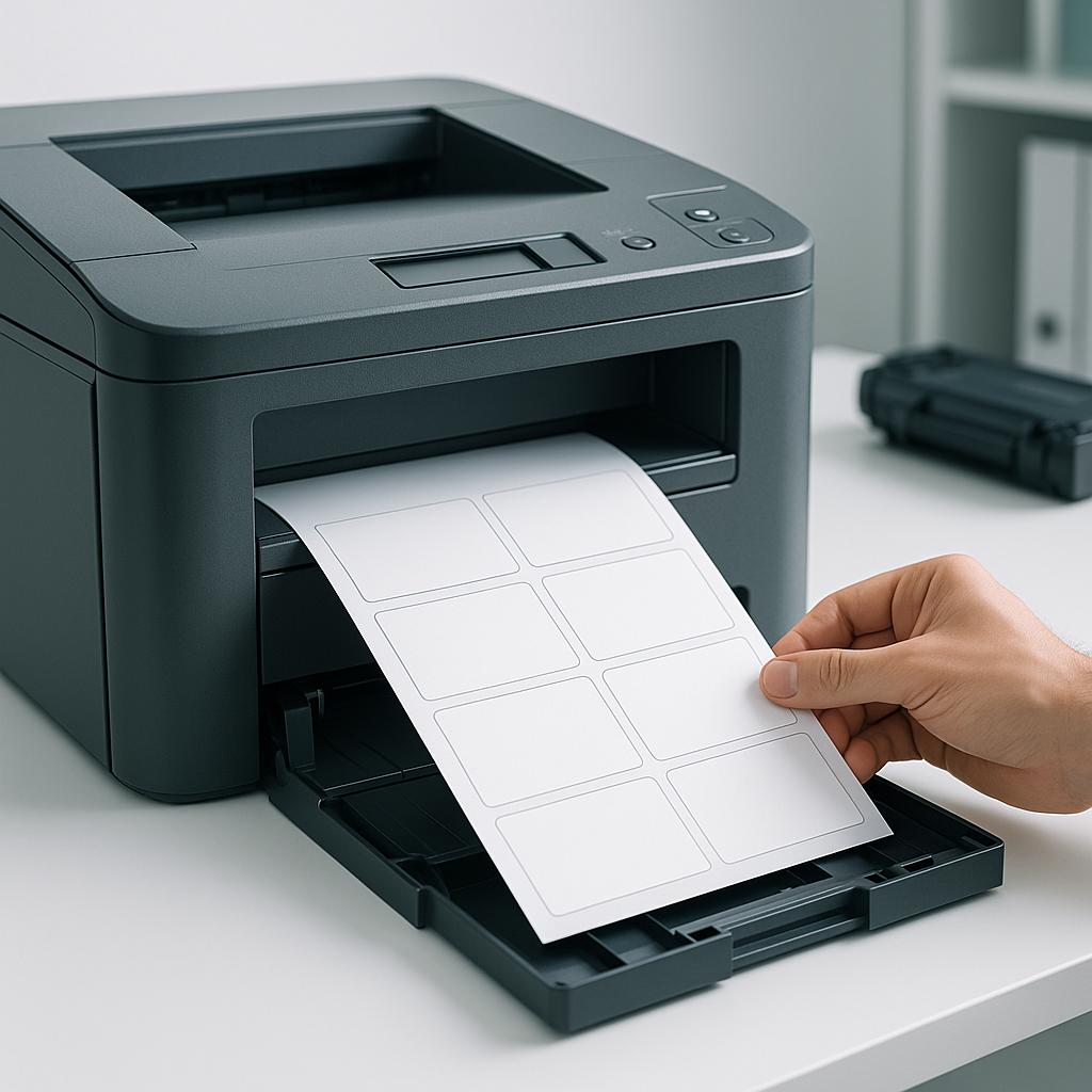 którędy należy włożyć papier etykietowy do drukarki?