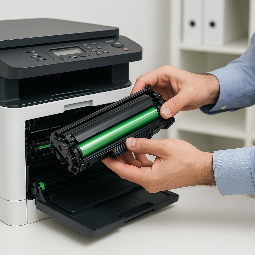 jak włożyć nowy toner do drukarki?