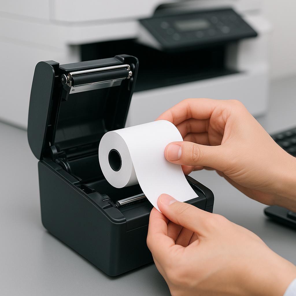 jak włożyć papier do drukarki termicznej?