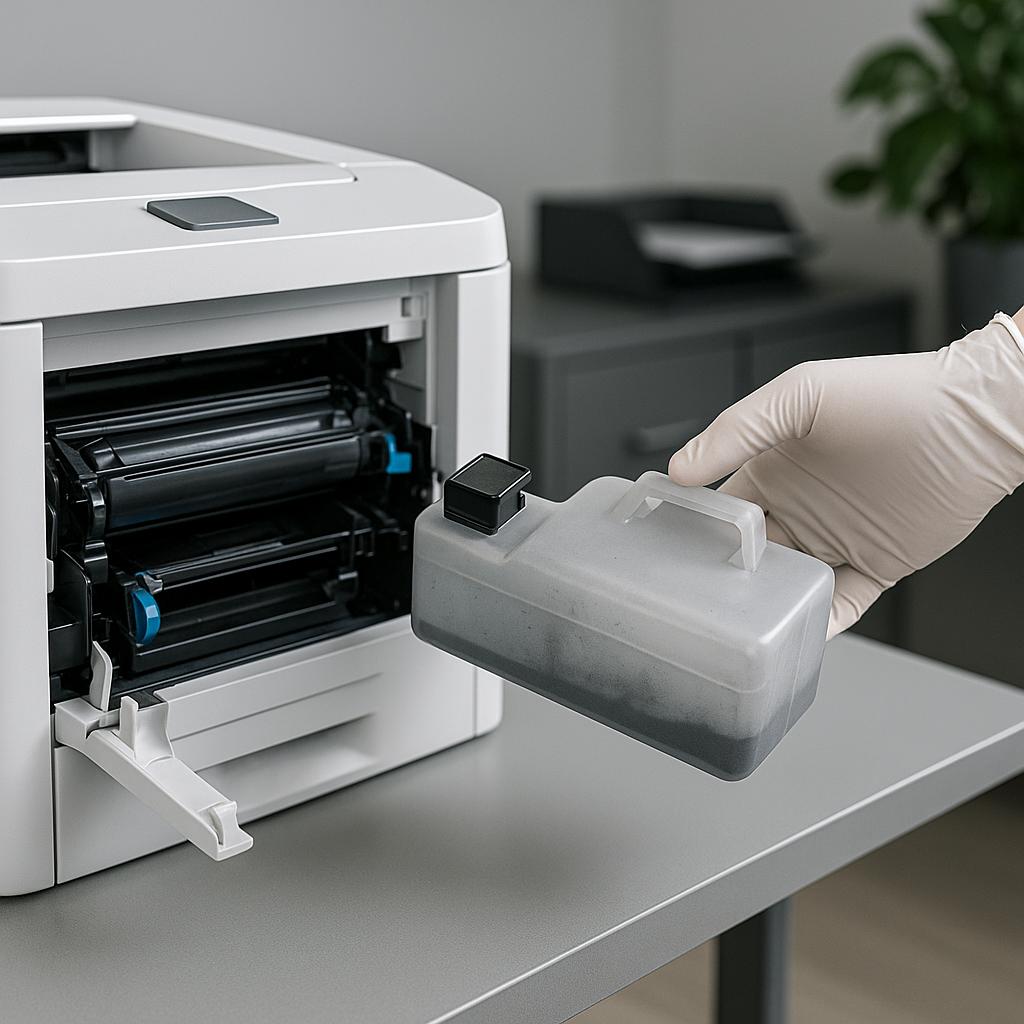 czy potrafisz opróżnić pojemnik na zużyty toner, bracie?