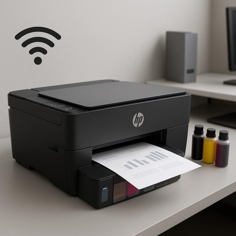 czy smart tank 581 posiada wi-fi hp auto on auto off?