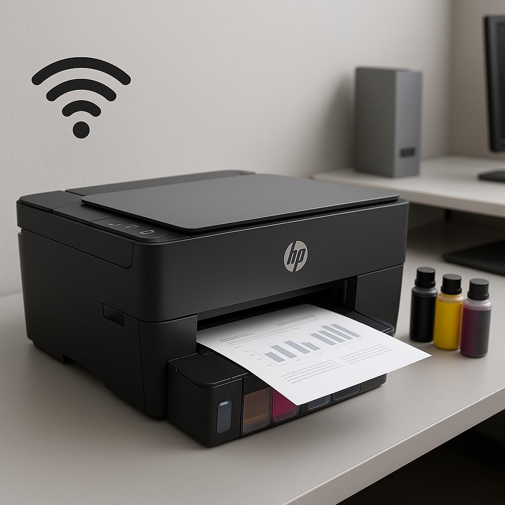 czy smart tank 581 posiada wi-fi hp auto on auto off?