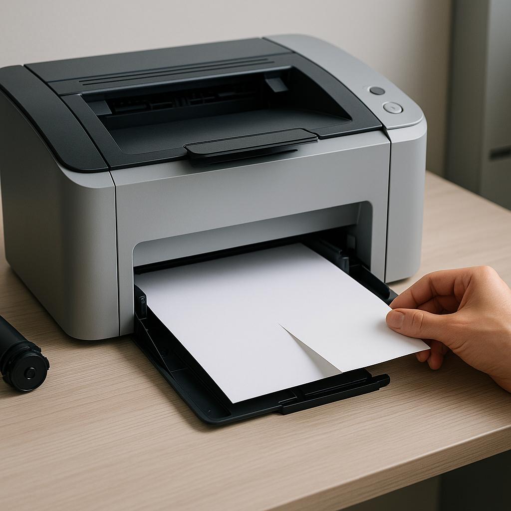 którą stroną włożyć papier do drukarki?