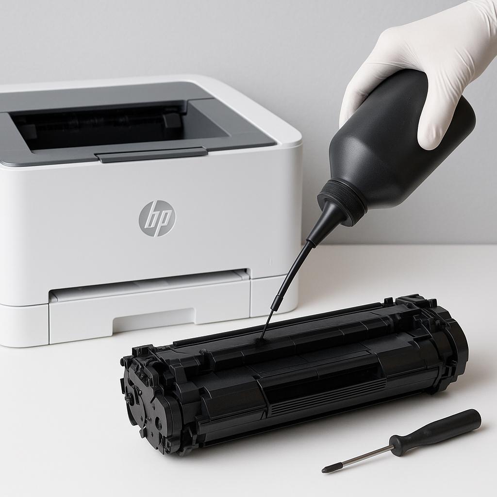 jak napełnić toner do drukarki laserowej hp?