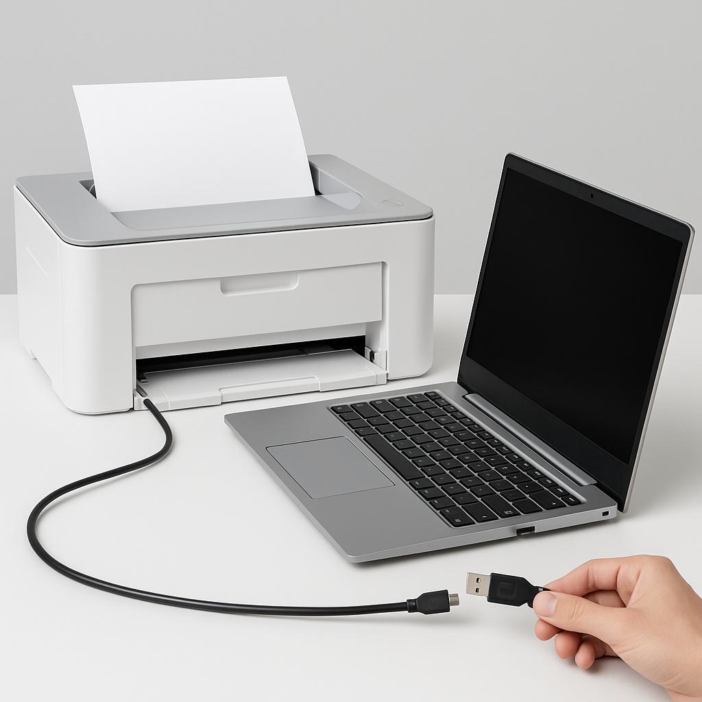 jak podłączyć drukarkę laserową do laptopa?