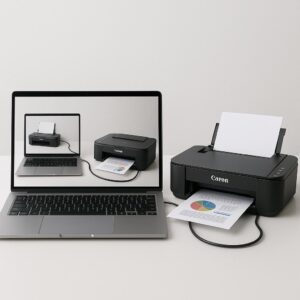 jak podłączyć laptopa do drukarki canon pixma?