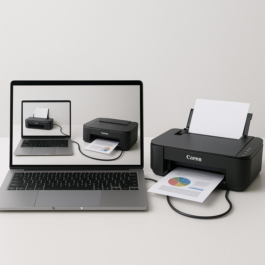 jak podłączyć laptopa do drukarki canon pixma?
