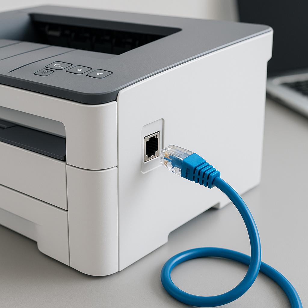 jak skonfigurować drukarkę za pomocą kabla ethernet?