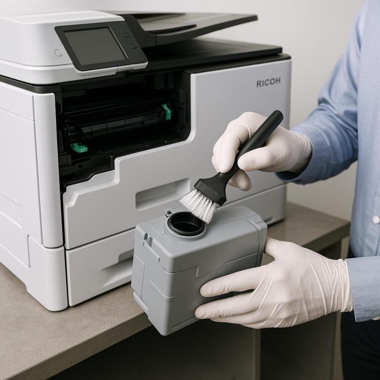 jak wyczyścić pojemnik na zużyty toner ricoh?
