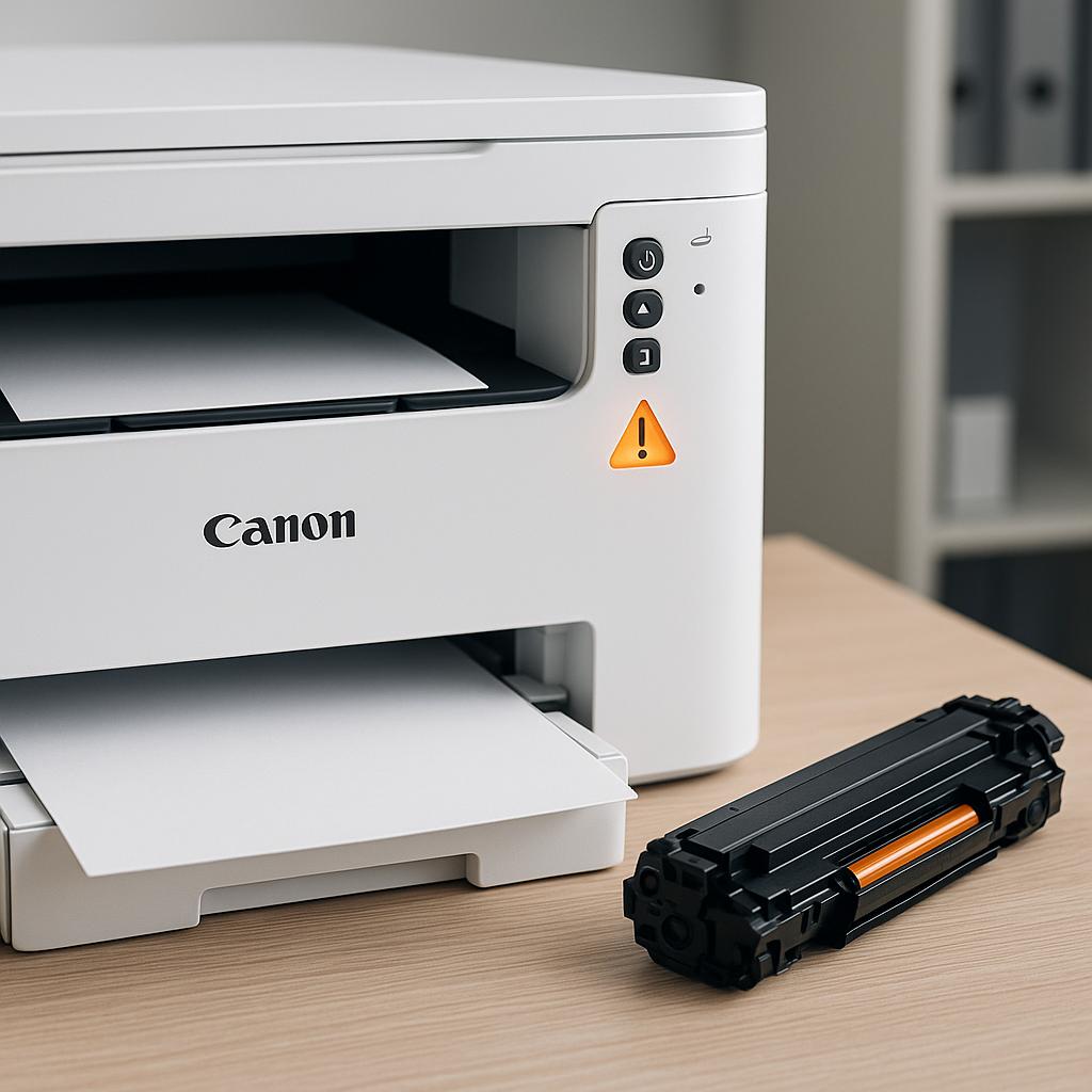 co oznacza trójkąt i pomarańczowa kontrolka na drukarce canon?