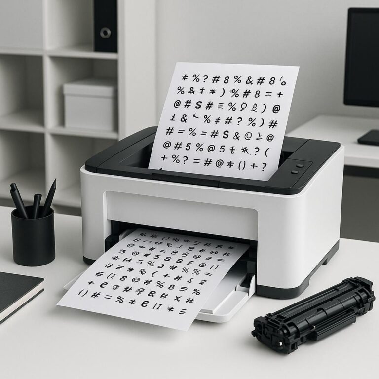 co oznacza, że drukarka drukuje losowe symbole?
