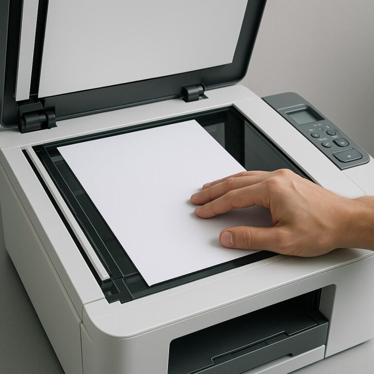 jak ułożyć papier na skanerze?