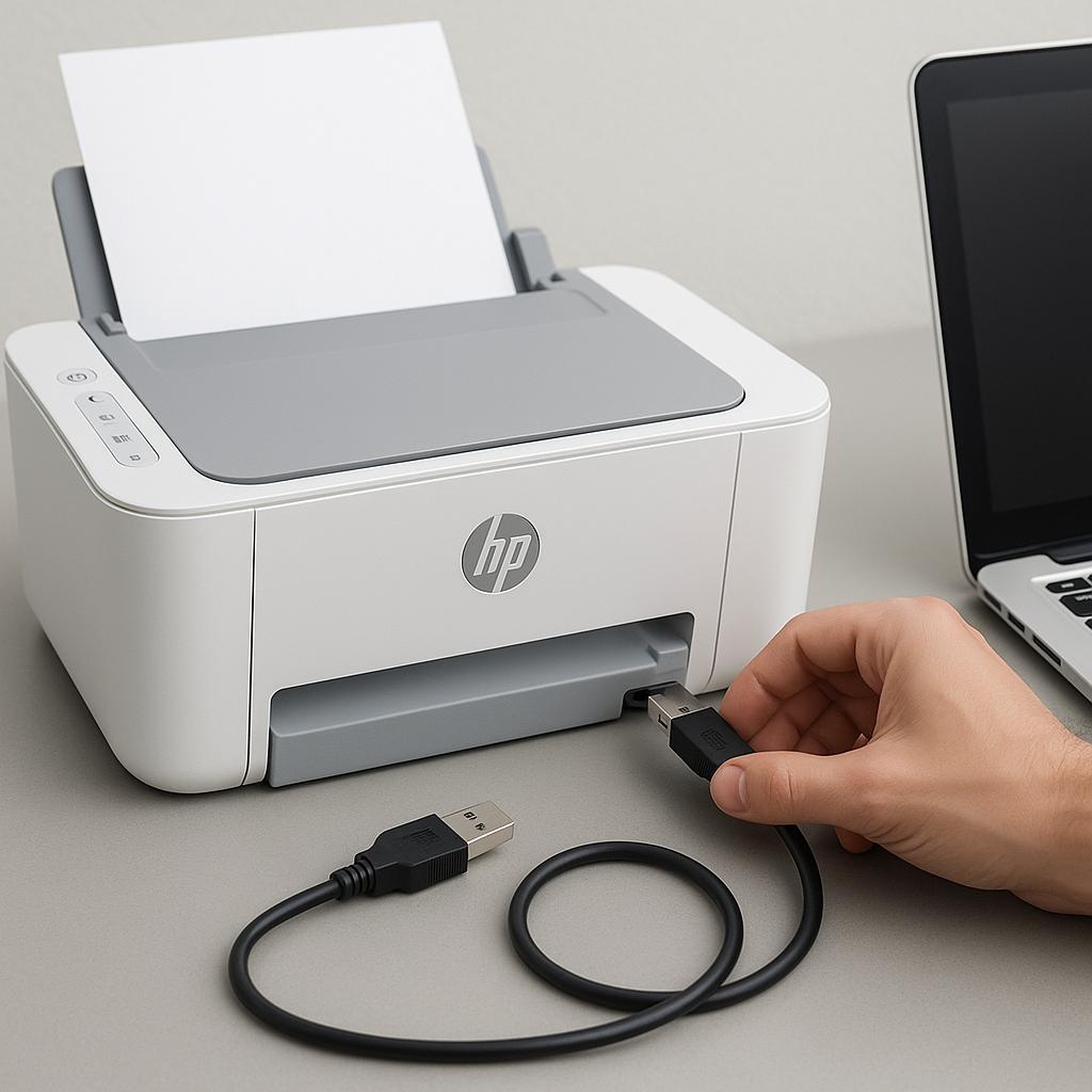 jak zainstalować drukarkę hp przez kabel usb?