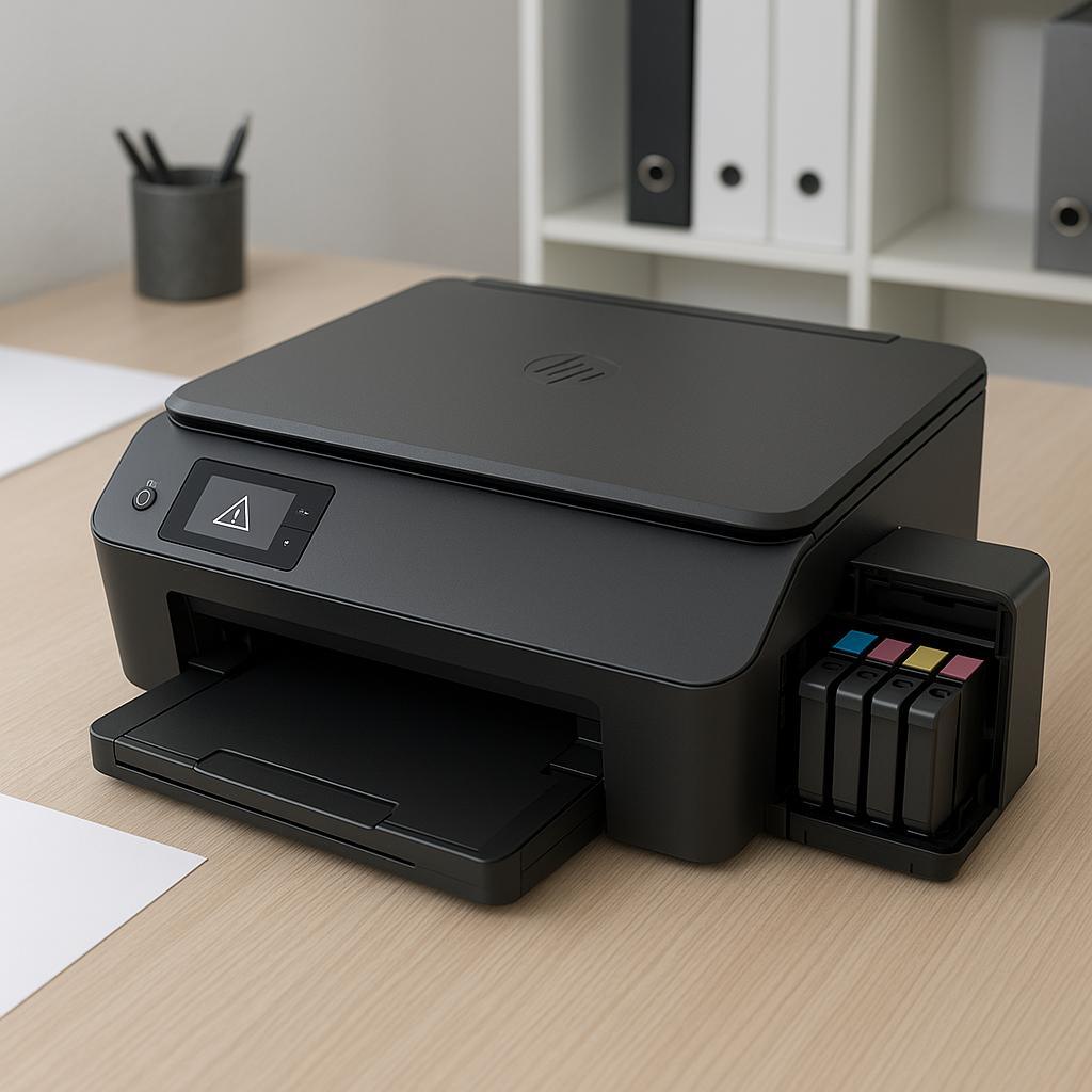jak zresetować komunikat o awarii tuszu w drukarce hp?