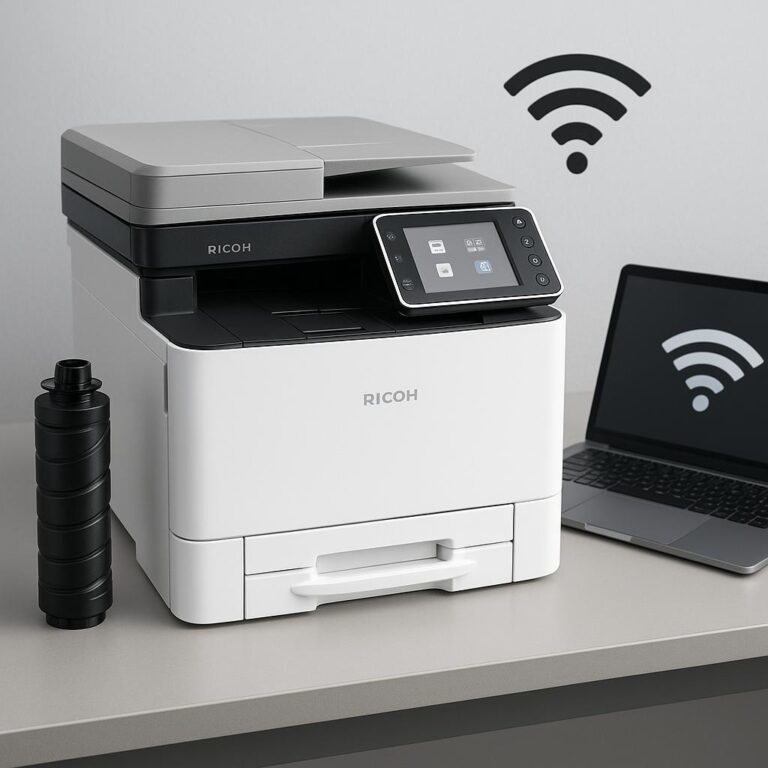 jak podłączyć drukarkę przez wifi ricoh?